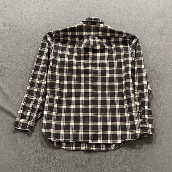 J. Crew Shirt Mens Large Gray Plaid Workshirt Flannel Heavy Cotton Vintage 90s - Picture 3 of 7
